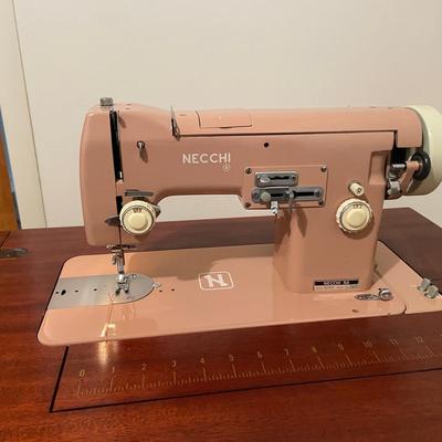 Vintage Necchi Nora Sewing Machine with Cabinet & Foot Pedal