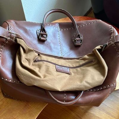 Vintage Leather & Canvas Weekender Travel Bag - "Allegrini"