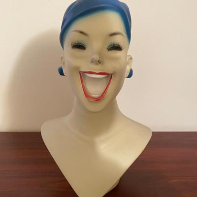 Vintage Smiling Female Mannequin Head – Sewing Display Bust