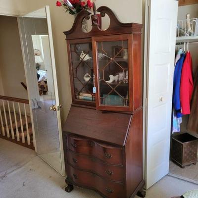 vintage mahogany secretary display desk cabinet