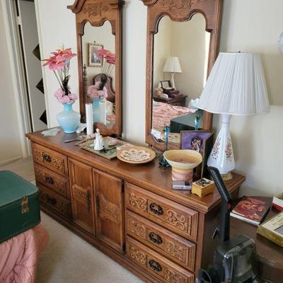 vintage french provincial dresser, two mirrors