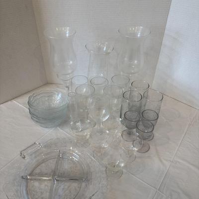 Crystal Glassware etched with Flowers