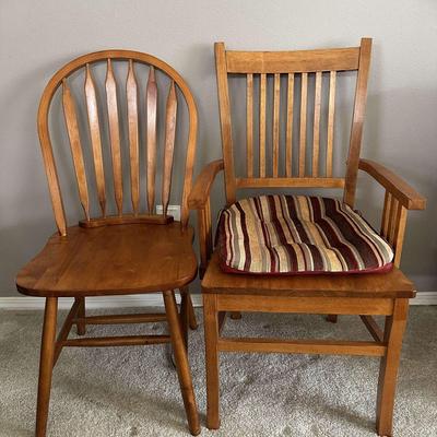 Two Wooden Chairs- Mismatched