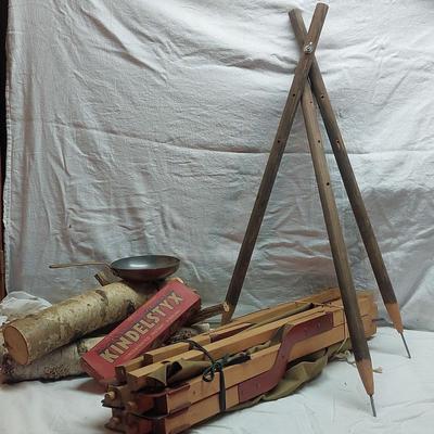 Vintage Canvas Camping Cot, Copper Sautee Pan