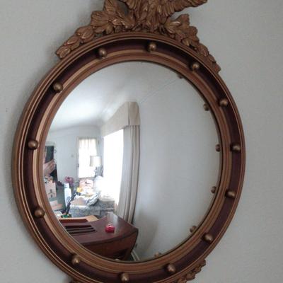 1940s Eagle Federal Style Giltwood Convex Mirror