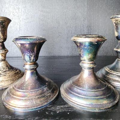 Crown Weighted Sterling Candlesticks