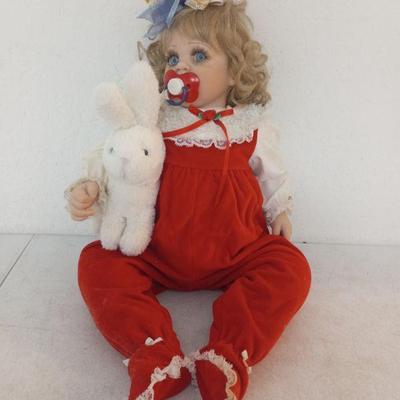 Vintage 1993 Fayzah Spanos "Cherub" Vinyl with Cloth Inset Doll - 30"