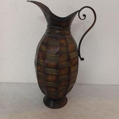 Vintage Serengeti Hammered/Antiqued Metal Pitcher/Floor Vase - 18½" Tall