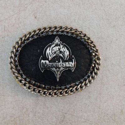 Vintage Harley-Davidson on Black Leather Belt Buckle