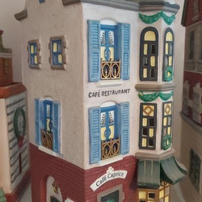 HERITAGE VILLAGE COLLECTION "CHRISTMAS IN THE CITY SERIES" CAFÉ CAPRICE AND TWO MATCHING SETS