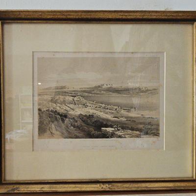 TIBERIAS LOOKING TOWARDS HERMON LITHOGRAPH BY DAVID ROBERTS