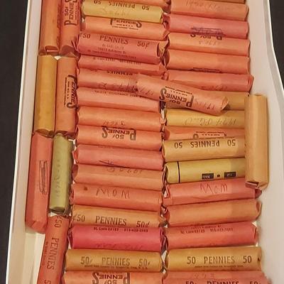 ROLLS OF PENNIES FROM EARLY 1970s