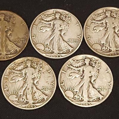 1940s WALKING LIBERTY SILVER HALF-DOLLARS