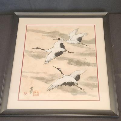 ORIGINAL JAPANESE CRANE PAINTING 