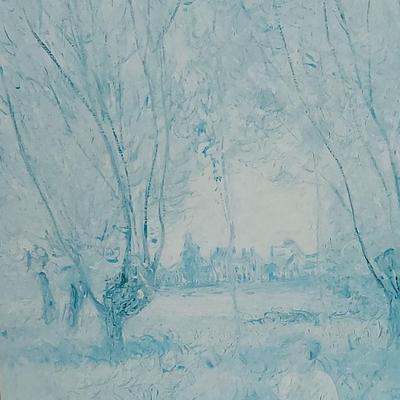 LARGE PRINT OF CLAUDE MONET'S "WOMAN SITTING UNDER THE WILLOWS