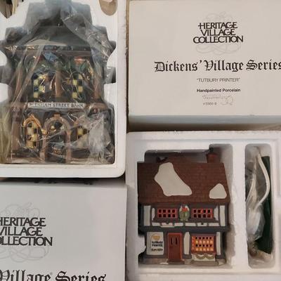 "BLENHAM STREET BANK" AND "TUTBURY PRINTER" FROM DICKEN'S VILLAGE SERIES