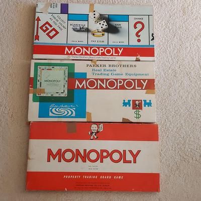 3 VINTAGE MONOPOLY SETS