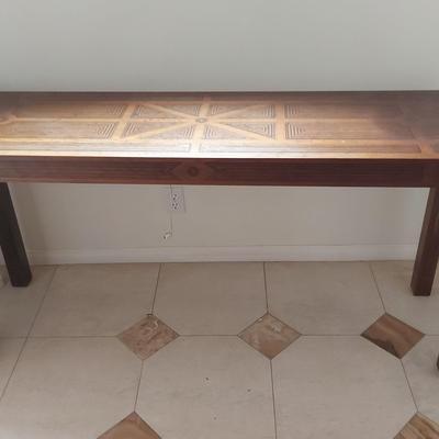 EXQUISITELY DETAILED ASIAN INSPIRED CONSOLE TABLE WITH GEOMETRIC DESIGNS