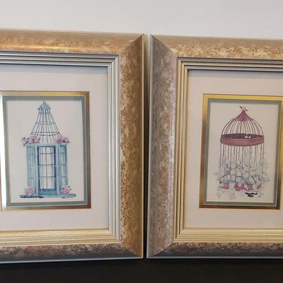 PAIR OF BIRDCAGE LIMITED EDITION PRINTS