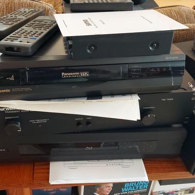 OPPO BLU RAY DISC PLAYER, BURWEN TRANSIENT NOISE ELIMINATOR, PANASONIC VHS PLAYER, SIMI COLOR CORRE