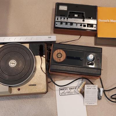 VINTAGE TAPE DECK, RECORD CLEANING SYSTEM & RECORD PLAYER 