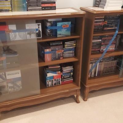 WOODEN DISPLAY CABINETS WITH SLIDING GLASS DOORS