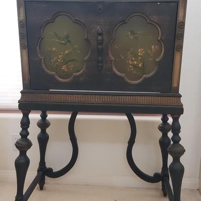 BEAUTIFUL HAND PAINTED ANTIQUE SECRETARY DESK