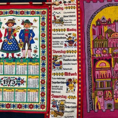 Lot 3 Folks Art Polish Cloth Wall Hangings

