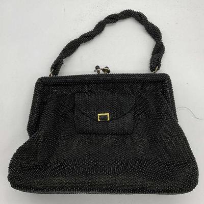 Vintage Black Beaded Handbag & Coin Purse
