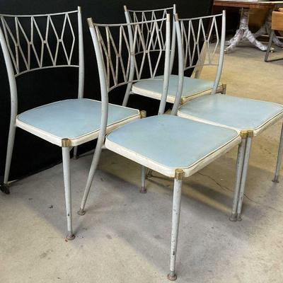 4 Vintage Mid Century Lattice Back Outdoor Chairs
