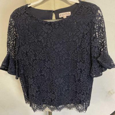 Nanette Lepore Blue Lace Floral Top
