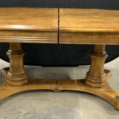Vntg Double Pedestal Wooden Dining Table
