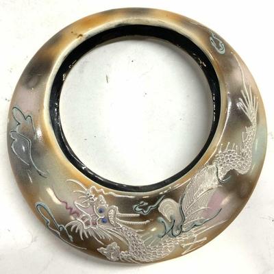Antq Asian Ceramic Moriage Dragonware Pocket
