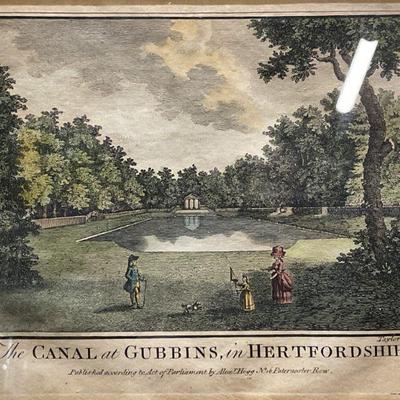 Antq Canal At Gubbins Colored Engraving, Taylor
