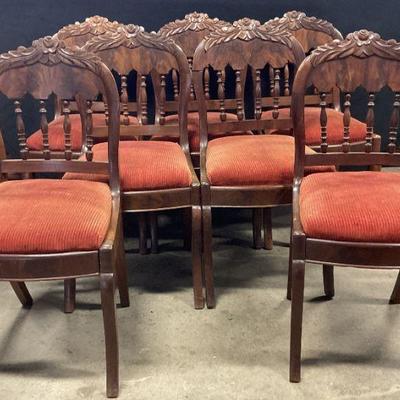Set7 Vtg Victorian Gothic Style Carved Wood Chairs
