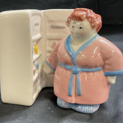 CLAY ART Porc Lady & Fridge Salt & Pepper Shakers
