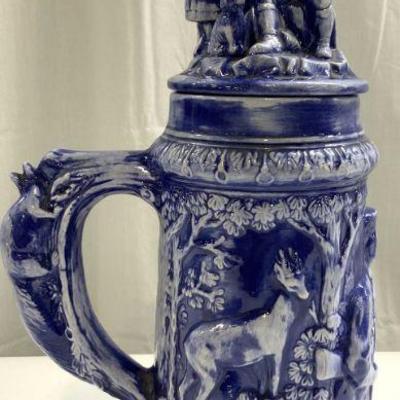Vintage Ceramic Beer Stein W Figural Lid
