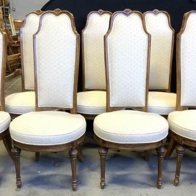 Set 8 Vntg Uph Wooden Dining Chairs
