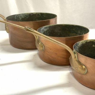 BAZAR FRANCAIS NEW YORK 3 Vtg Copper Pots
