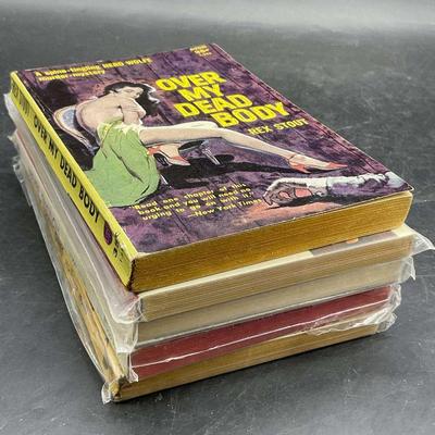 5 Vintage Pulp Fiction Erotica Books, Rex Stout+
