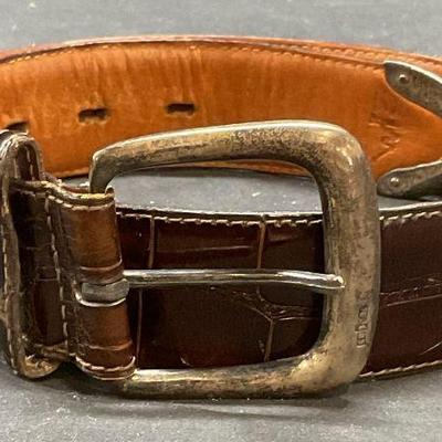 Ralph Lauren Brown Leather Belt, Silver Buckle
