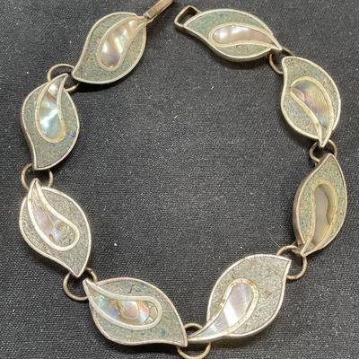 R. S. Sterling Silver Stone & Abalone Bracelet
