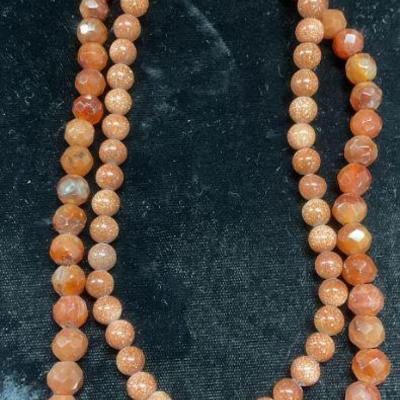 Lot 2 Vintage Carnelian & Goldstone Necklaces

