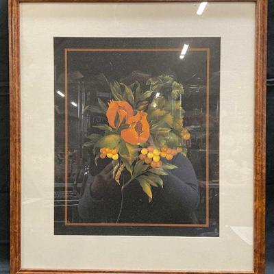 Framed Pomegranate Tree Lithograph
