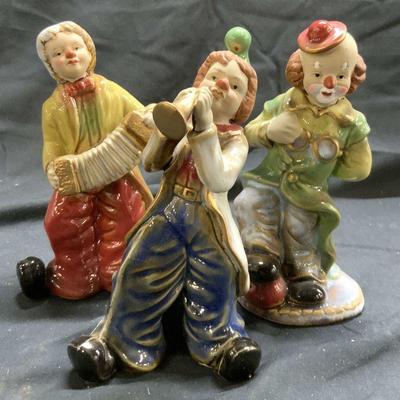 Lot 3 Vntg Ceramic Clown W Figures
