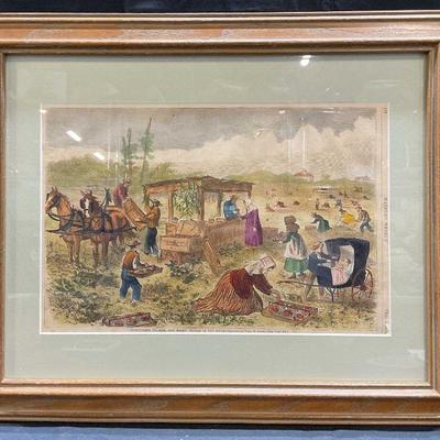 Harper’s Weekly Strawberry Pickers Engraving 1869
