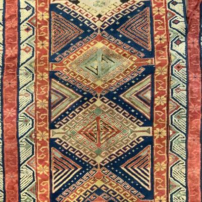 Vintage Handmade Wool Area Rug
