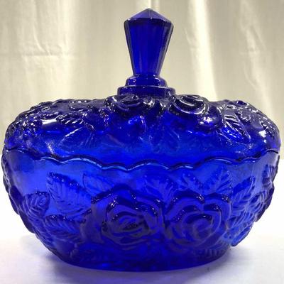 Cobalt Blue Art Glass Lidded Vessel
