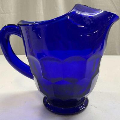 MOSSER Georgian Cobalt Art Glass Pitcher
