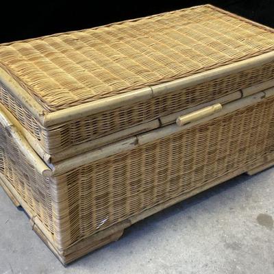 Woven Wicker Trunk W/ Hinged Lid
